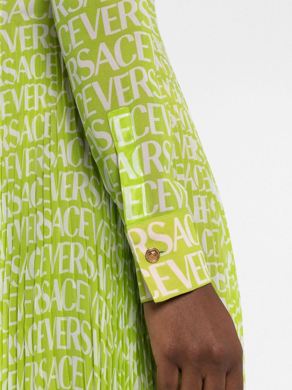 Versace logo-print silk shirtdress - Image 3