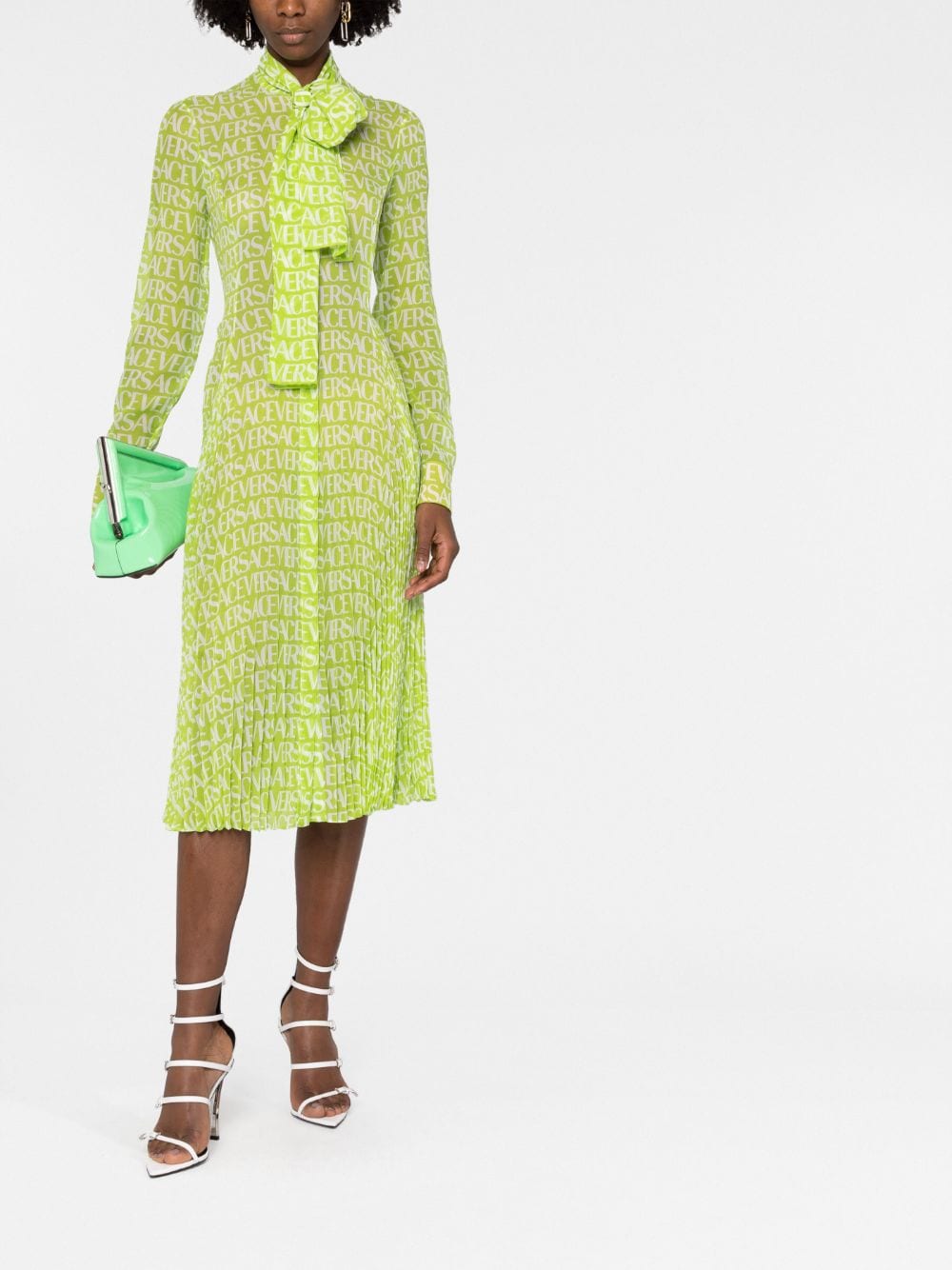 Versace logo-print silk shirtdress - Image 2