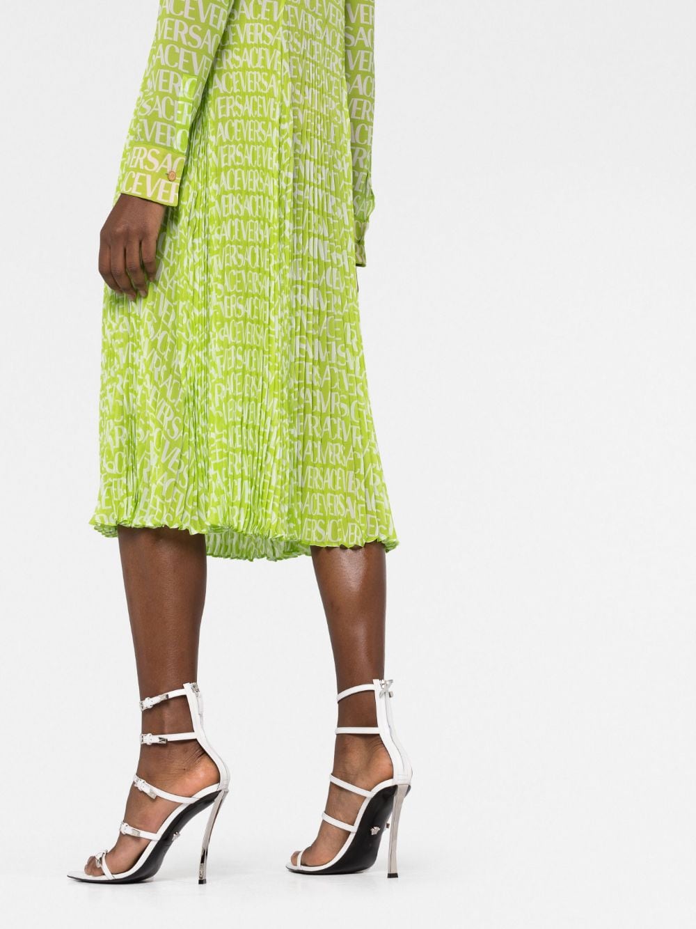 Versace logo-print silk shirtdress - Image 4