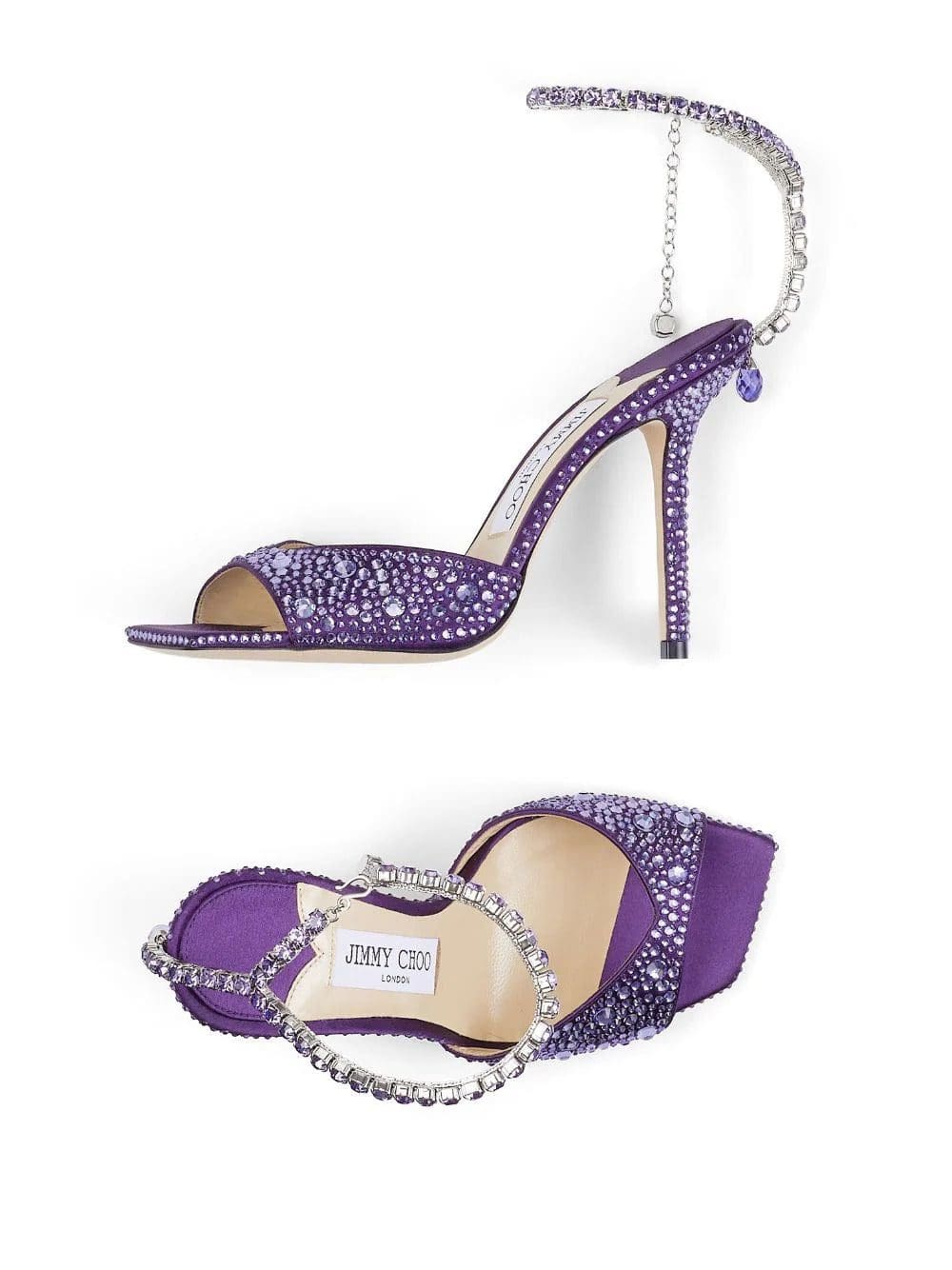 Jimmy Choo Saeda 100mm crystal-embellished sandals - Image 4
