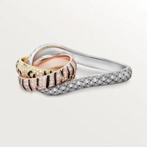 Cartier Trinity two-finger ring, lacquer, paved