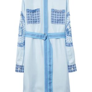 Burberry  monument-print belted silk shirt dress