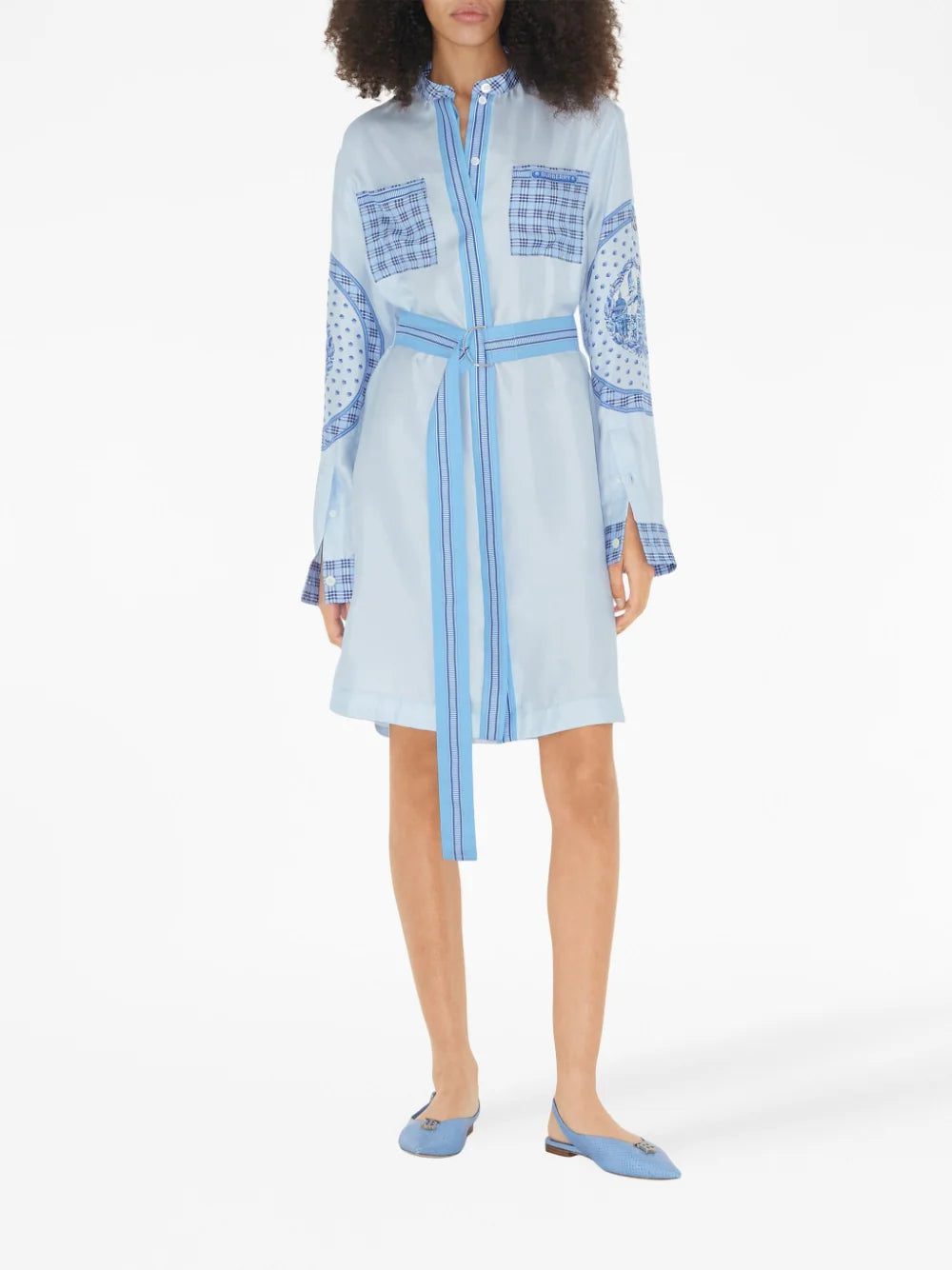 Burberry monument-print belted silk shirt dress - Image 2