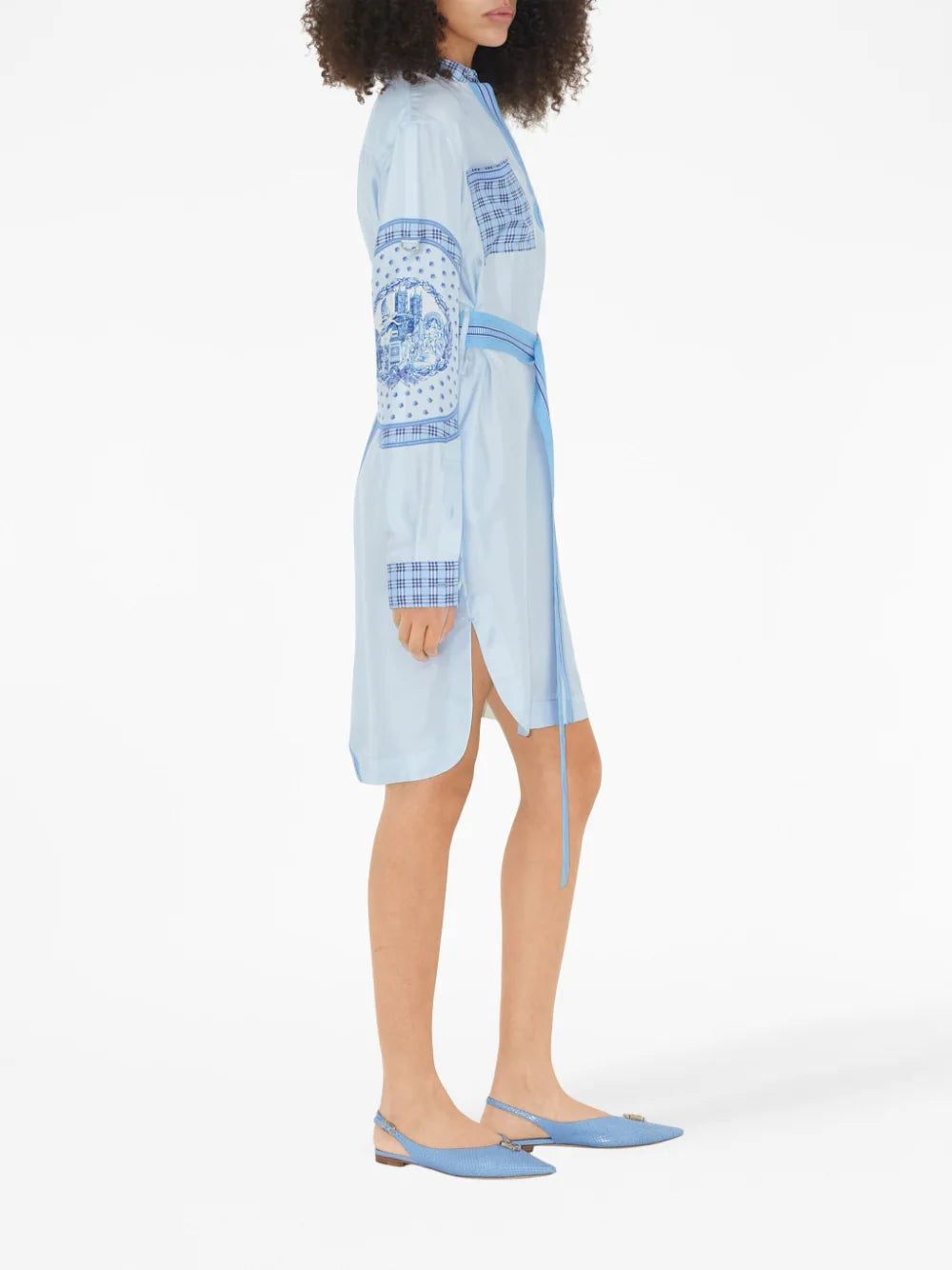 Burberry monument-print belted silk shirt dress - Image 3