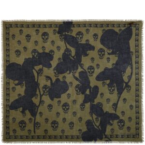 Alexander McQueen Skull orchid-print silk scarf