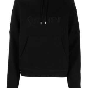 Saint Laurent  embroidered-logo cotton hoodie
