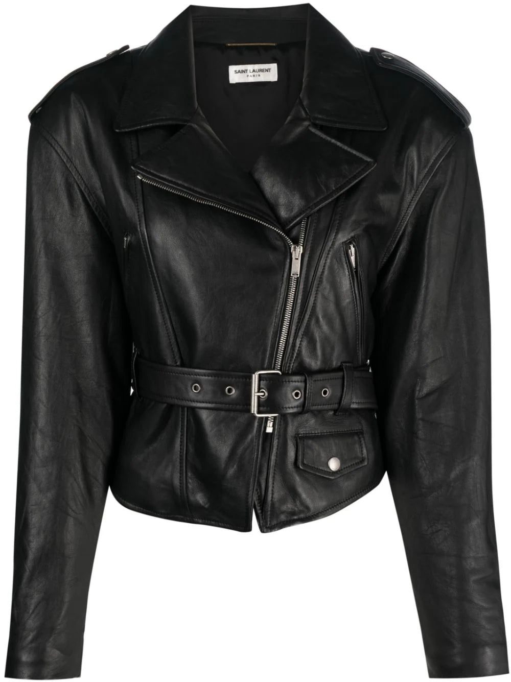 Saint Laurent belted leather jacket