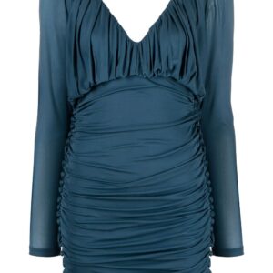 Saint Laurent V-neck draped mini dress