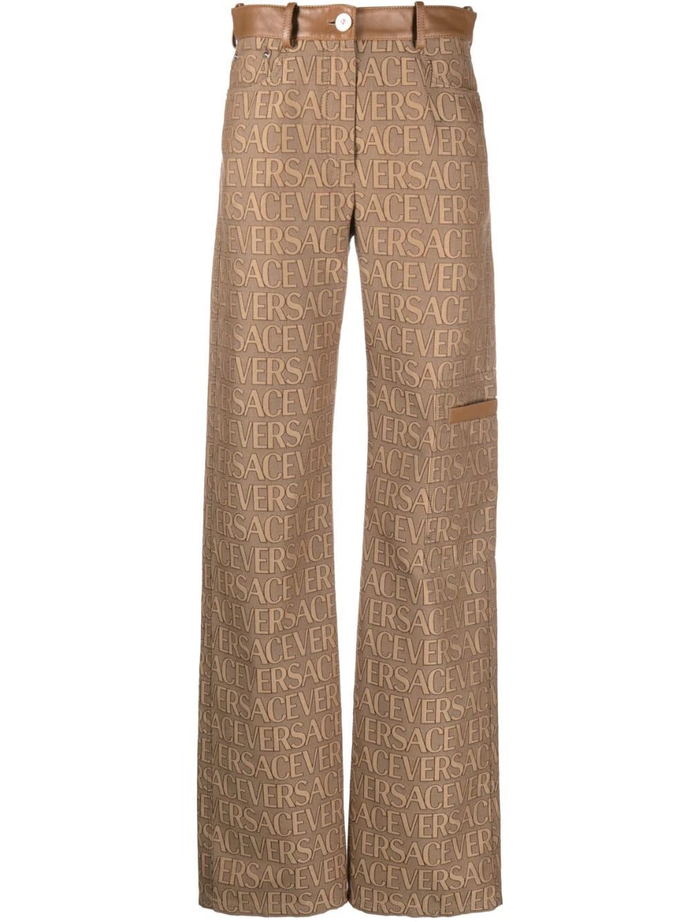 Versace logo-jacquard straight-leg trousers