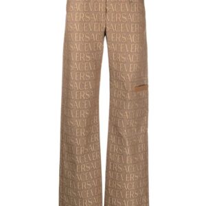 Versace  logo-jacquard straight-leg trousers