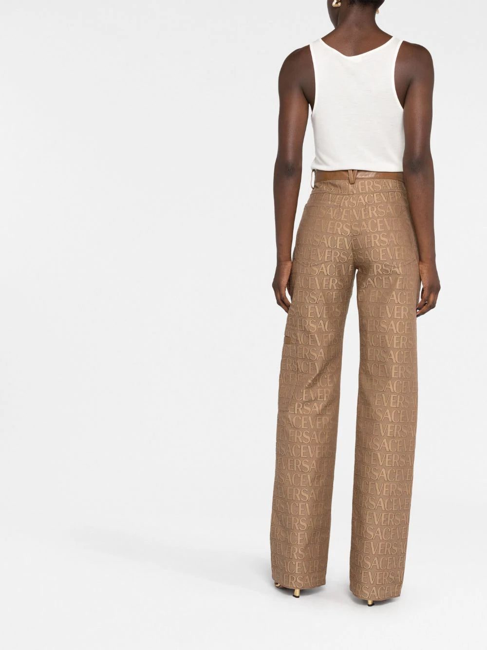 Versace logo-jacquard straight-leg trousers - Image 4