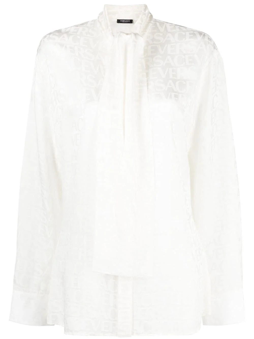 Versace Allover-jacquard satin blouse
