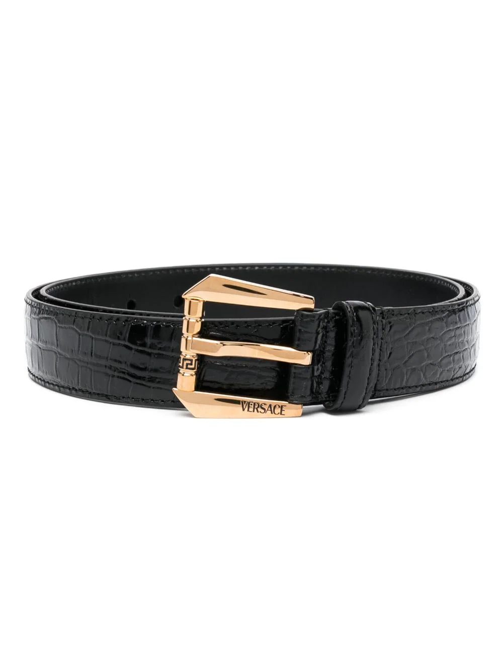 Versace crocodile-embossed leather belt