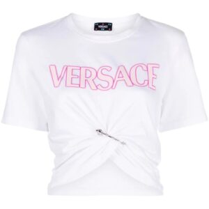 Versace  safety-pin logo-print T-Shirt