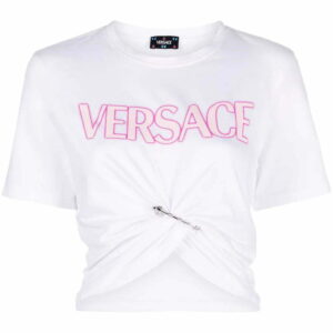 Versace  safety-pin logo-print T-Shirt