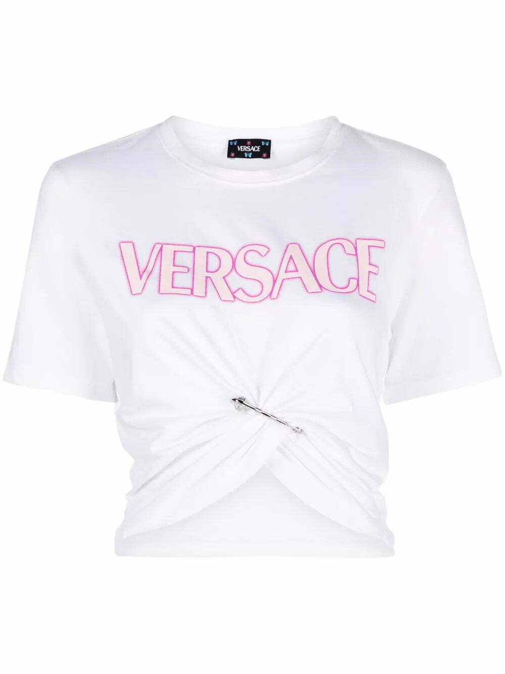 Versace safety-pin logo-print T-Shirt