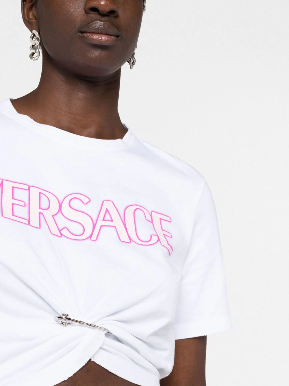 Versace safety-pin logo-print T-Shirt - Image 3