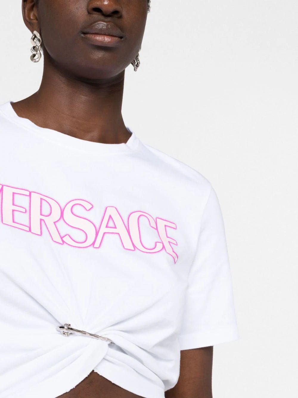 Versace safety-pin logo-print T-Shirt - Image 3