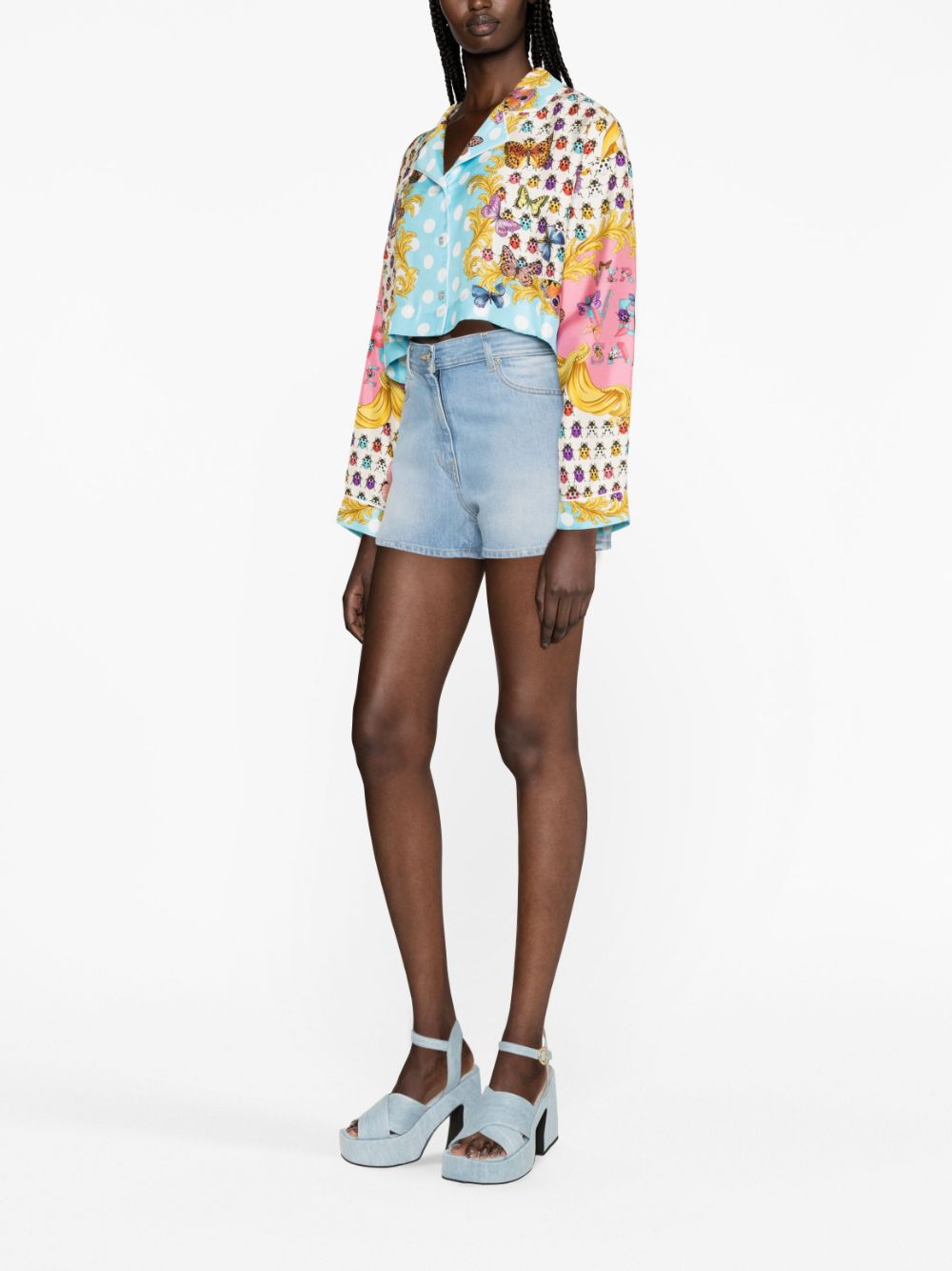 Versace Butterflies cropped silk shirt - Image 4