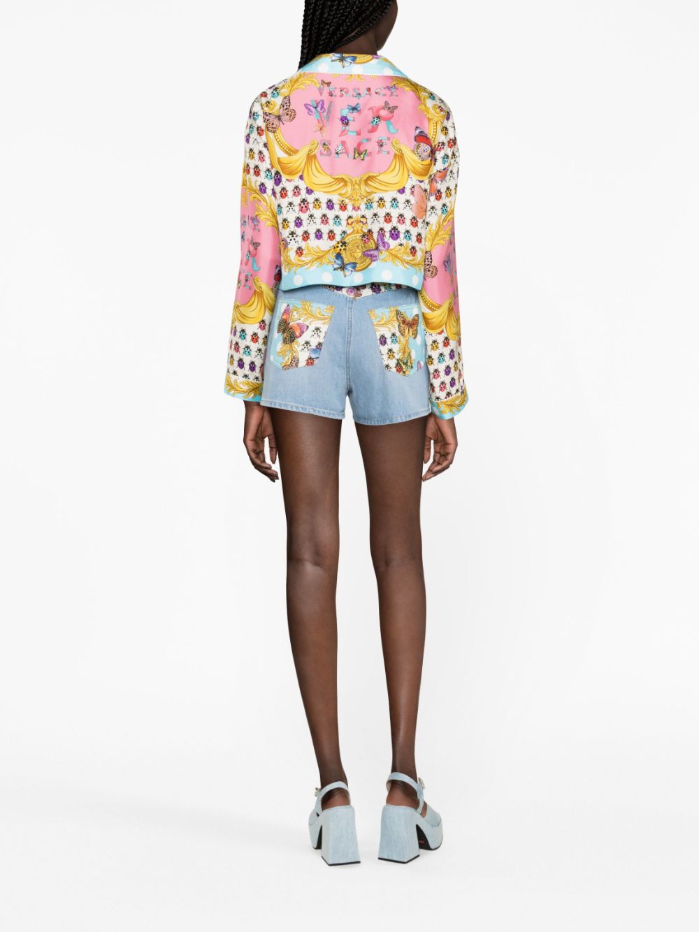 Versace Butterflies cropped silk shirt - Image 3