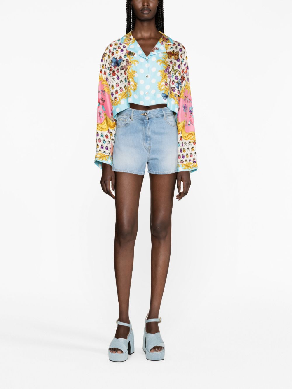 Versace Butterflies cropped silk shirt - Image 2