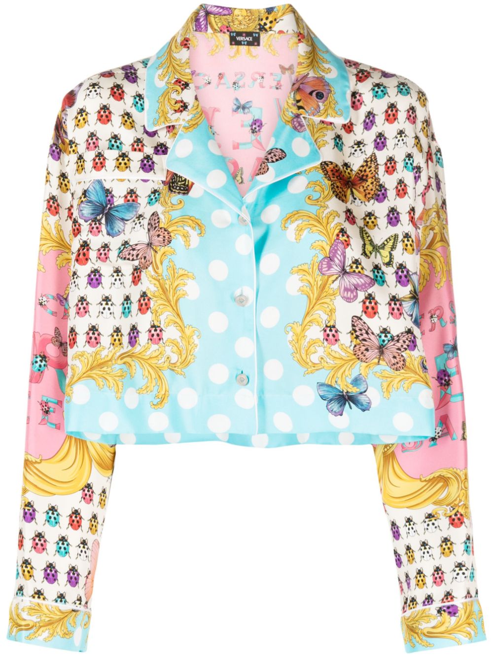 Versace Butterflies cropped silk shirt