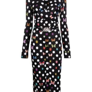 Versace x Dua Lipa Butterflies & Ladybugs Polka Dot-print dress