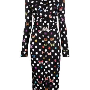 Versace x Dua Lipa Butterflies & Ladybugs Polka Dot-print dress