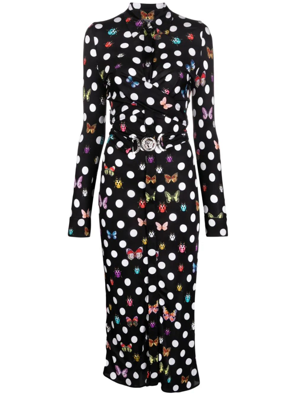 Versace x Dua Lipa Butterflies & Ladybugs Polka Dot-print dress