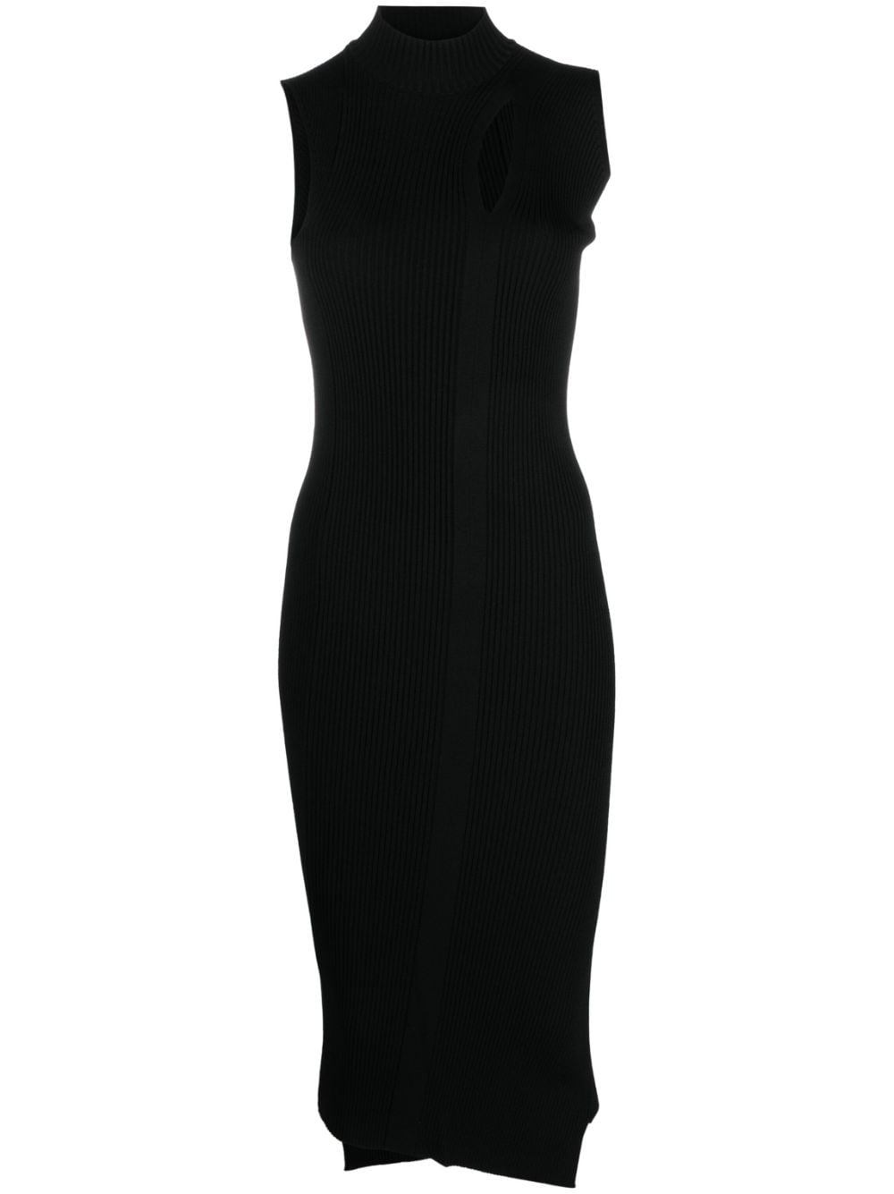 Versace Slashed roll-neck midi dress