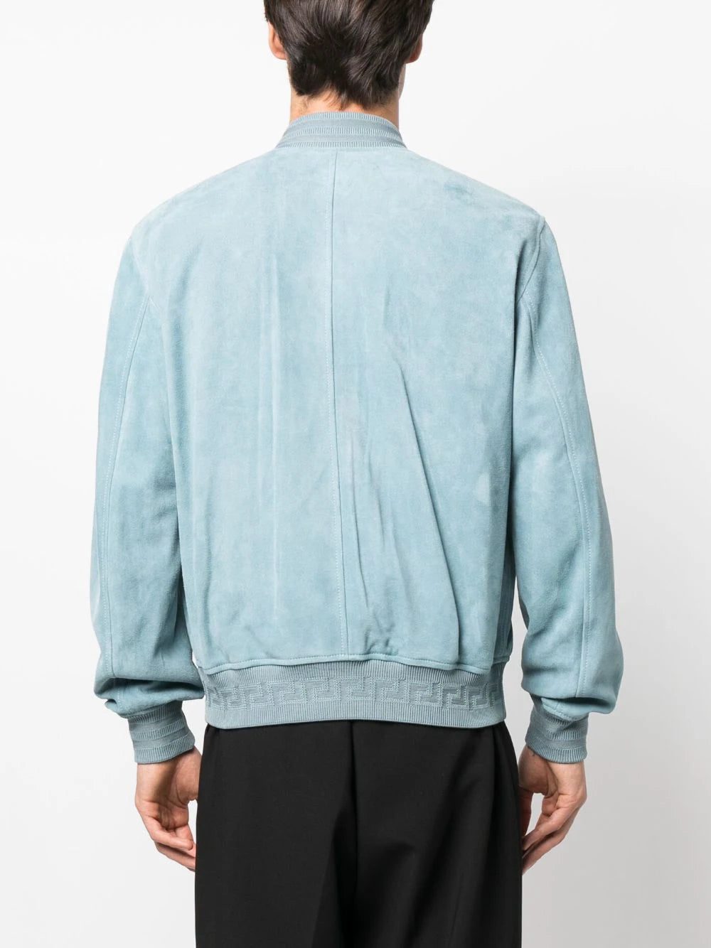 Versace logo-embroidered suede bomber jacket - Image 4