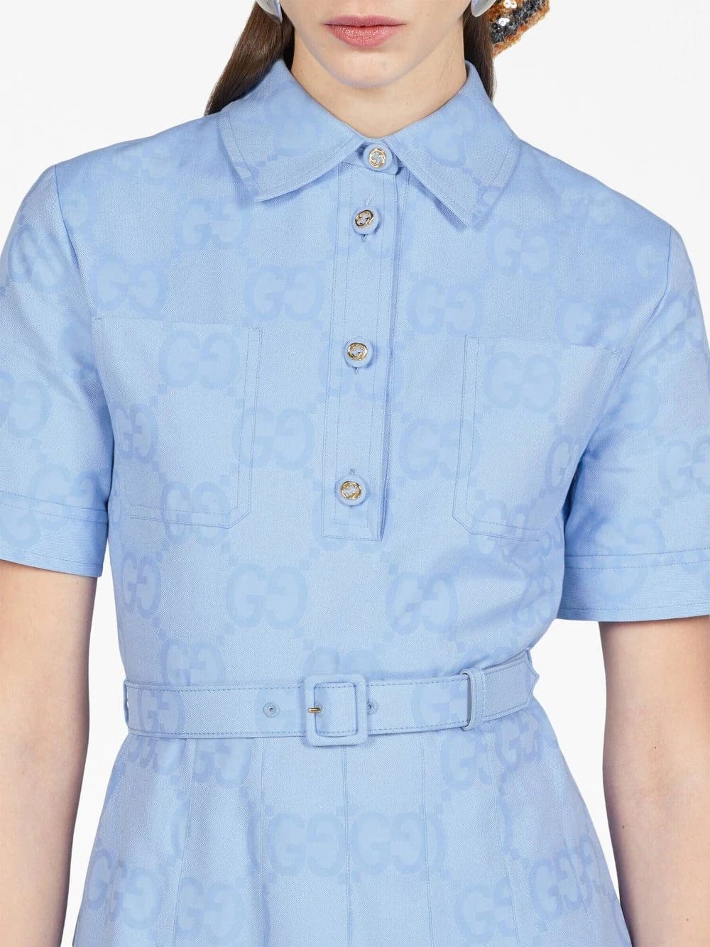 Gucci logo-print flared shirt dress - Image 4