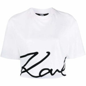 Karl Lagerfeld  logo-print organic-cotton cropped T-shirt