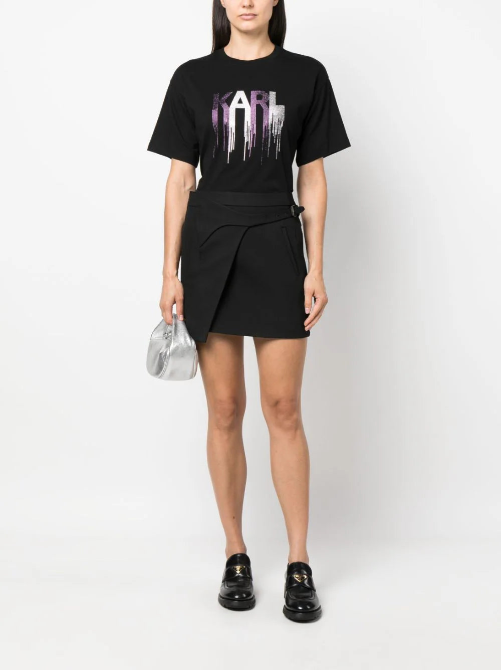 Karl Lagerfeld rhinestone-embellished logo-print T-shirt - Image 2