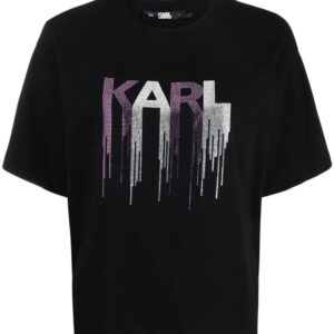 Karl Lagerfeld  rhinestone-embellished logo-print T-shirt