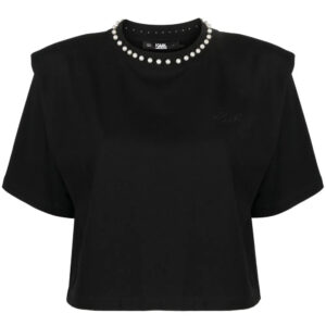 Karl Lagerfeld  faux-pearl embellished padded T-shirt