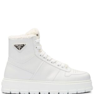 Prada triangle-logo high-top leather sneakers