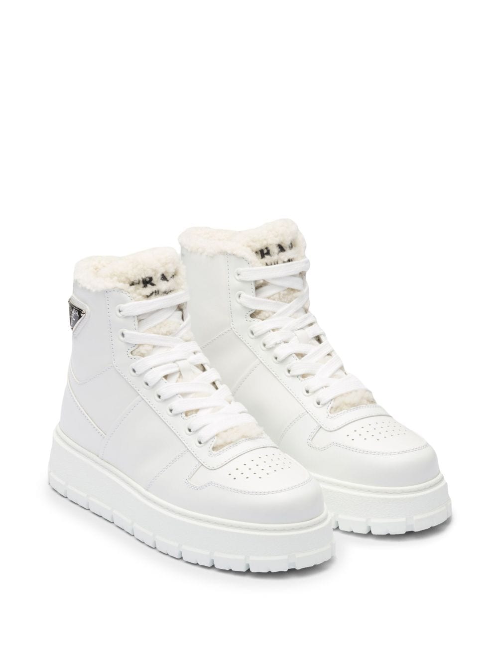 Prada triangle-logo high-top leather sneakers - Image 2