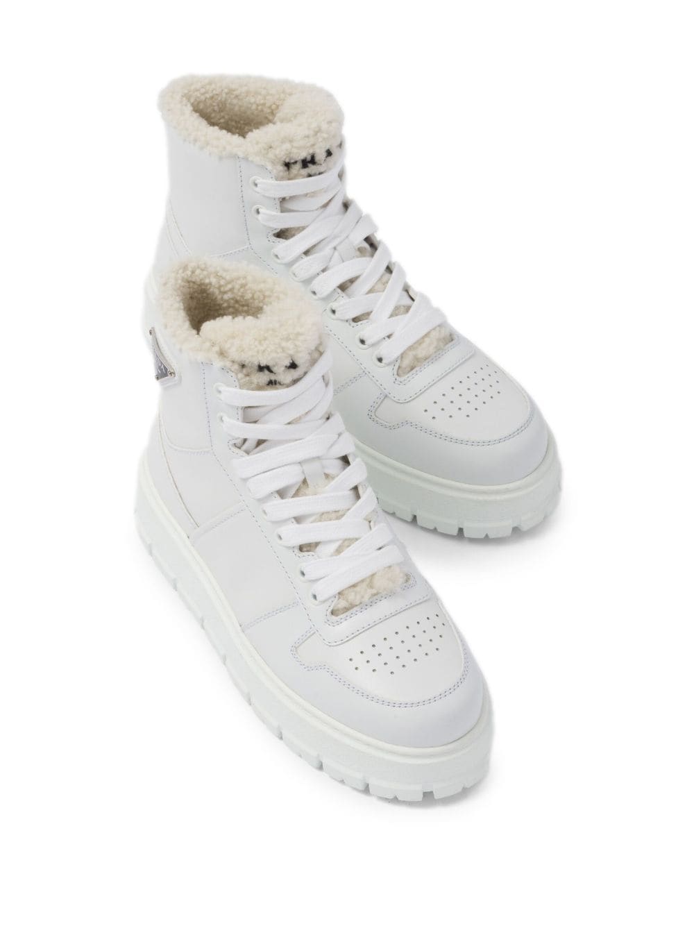 Prada triangle-logo high-top leather sneakers - Image 4