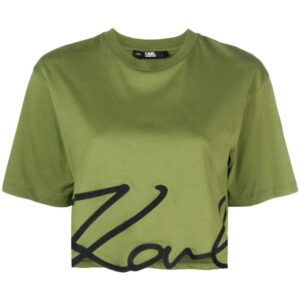 Karl Lagerfeld  logo-print organic-cotton cropped T-shirt