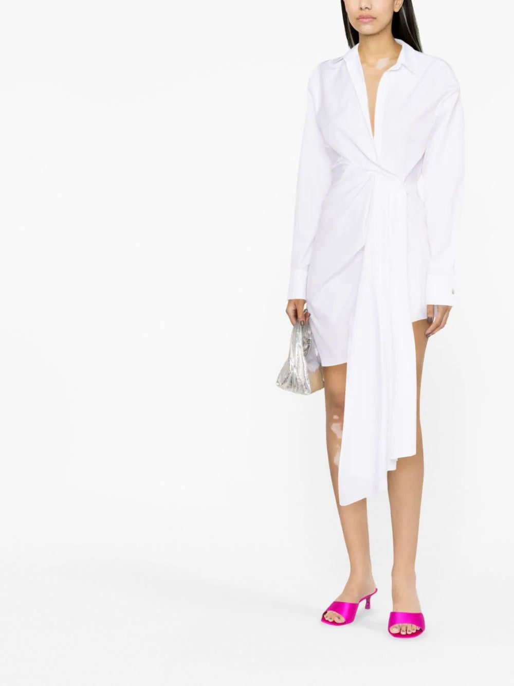 Off-White draped asymmetric cotton-poplin shirt dress - Image 2