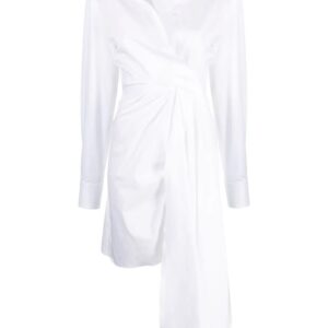 Off-White draped asymmetric cotton-poplin shirt dress