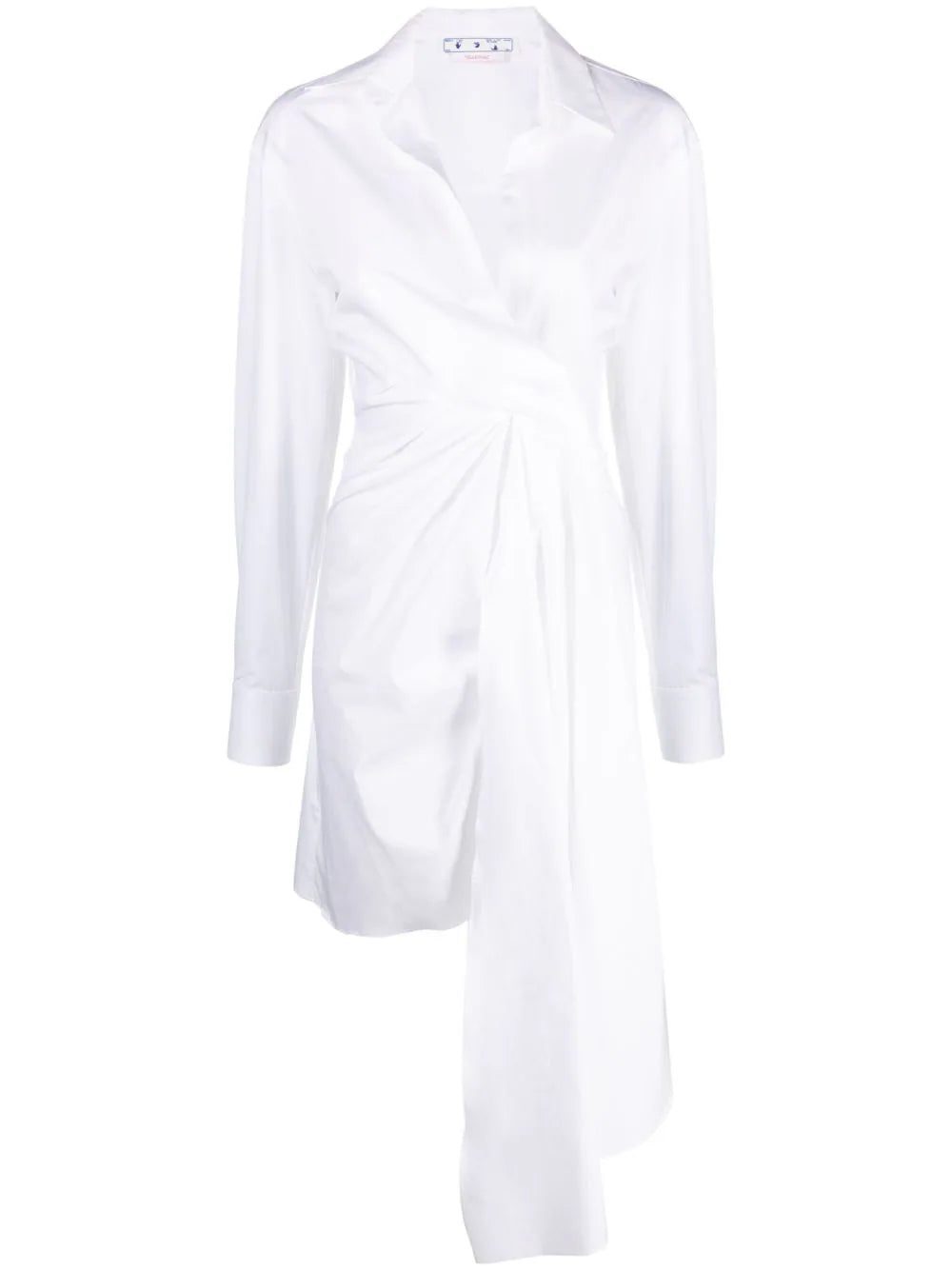 Off-White draped asymmetric cotton-poplin shirt dress