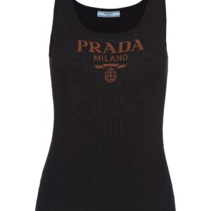 Prada logo-print silk tank top
