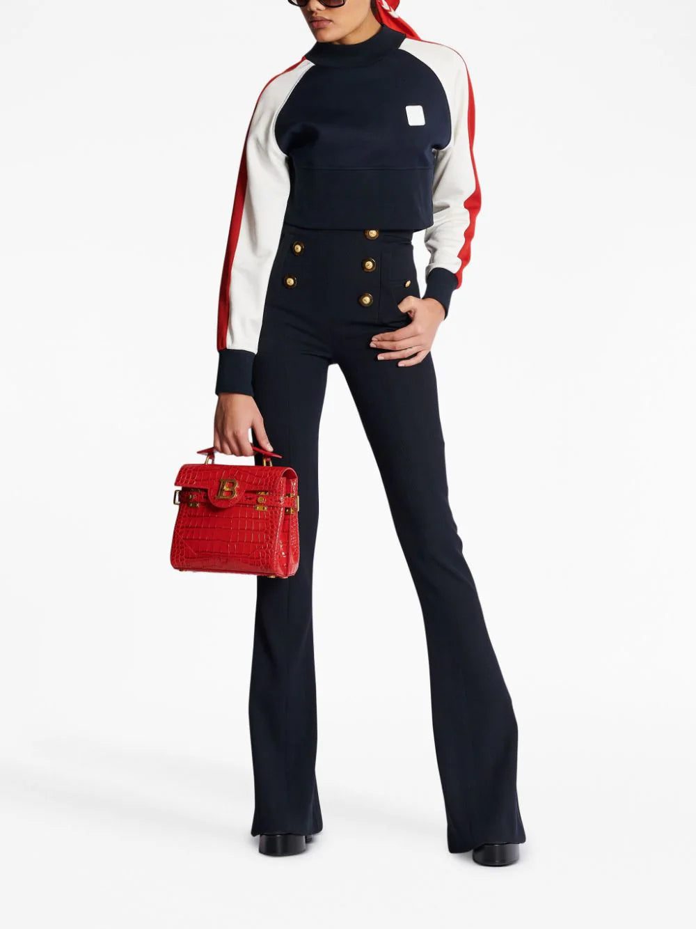 Balmain logo-embroidery cropped sweatshirt - Image 2