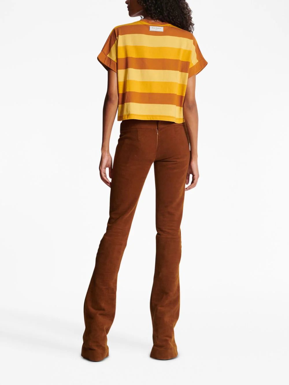 Balmain logo-print striped cropped T-shirt - Image 3