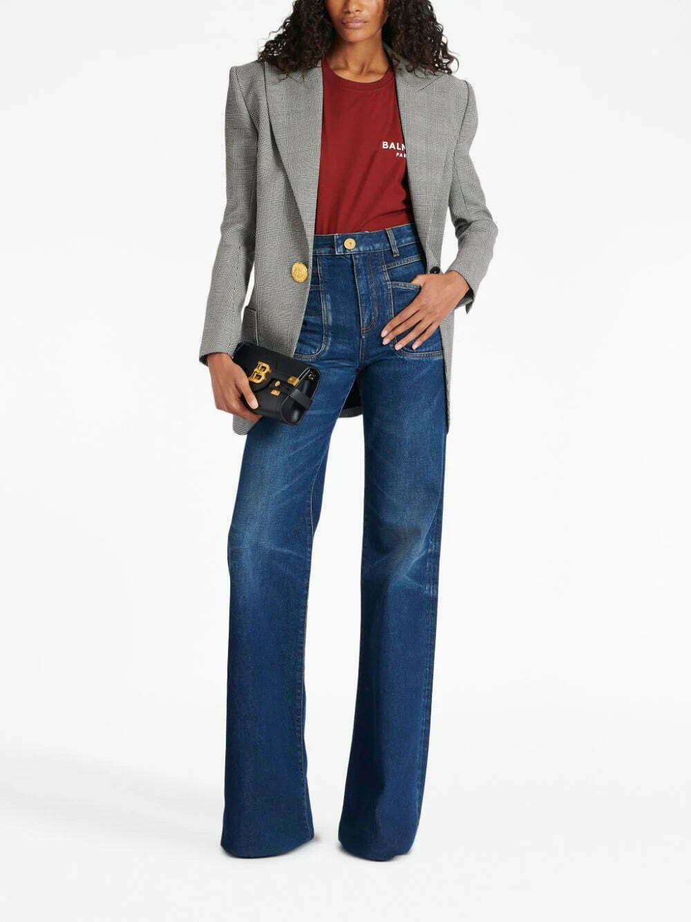 Balmain flocked-logo organic-cotton T-shirt - Image 2