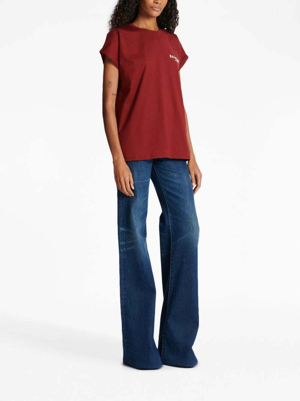 Balmain flocked-logo organic-cotton T-shirt - Image 3