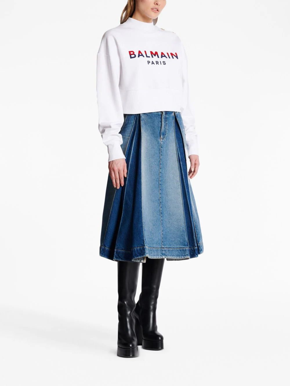 Balmain 3-Buttons logo-print cotton sweatshirt - Image 3