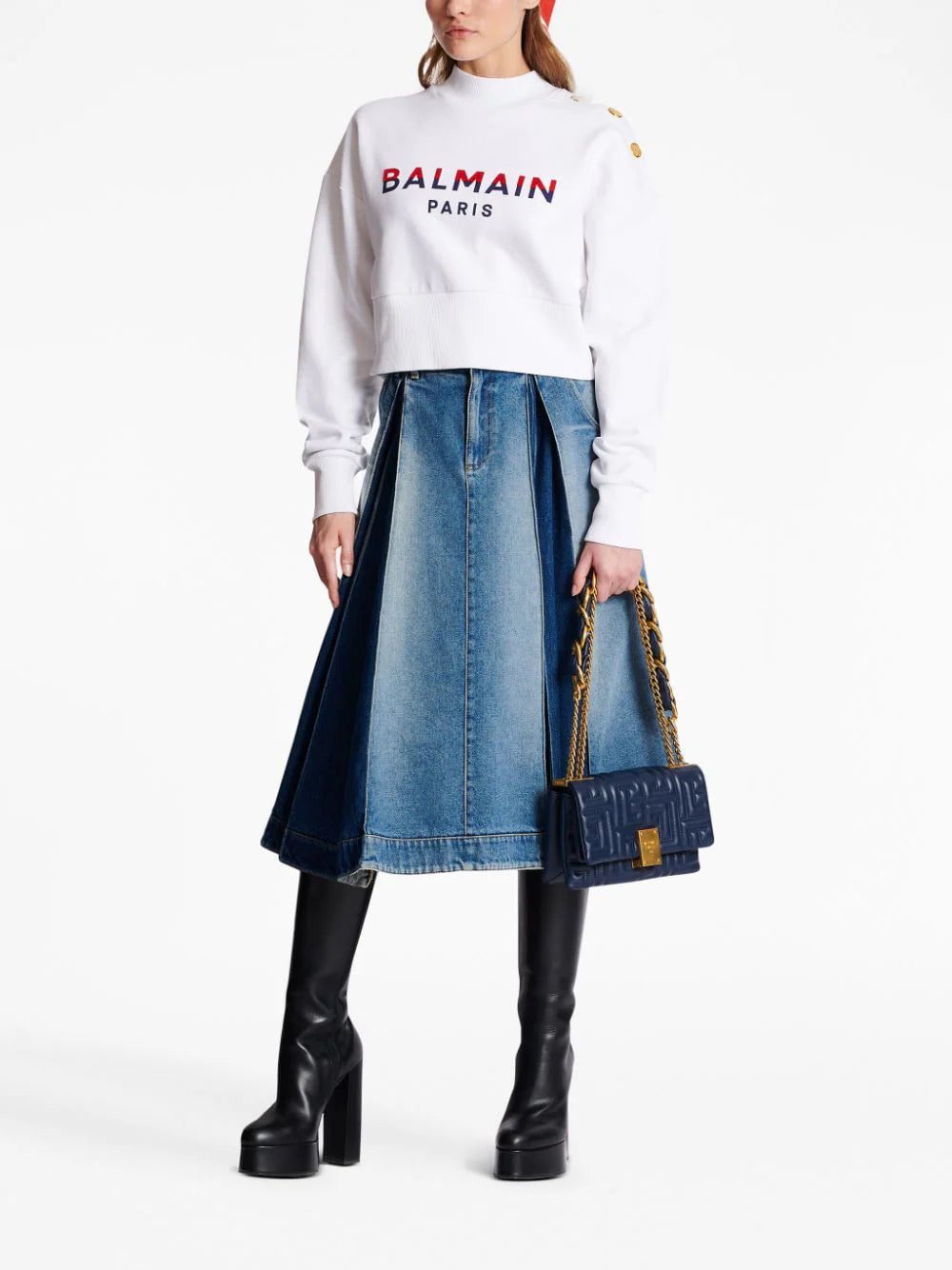 Balmain 3-Buttons logo-print cotton sweatshirt - Image 2